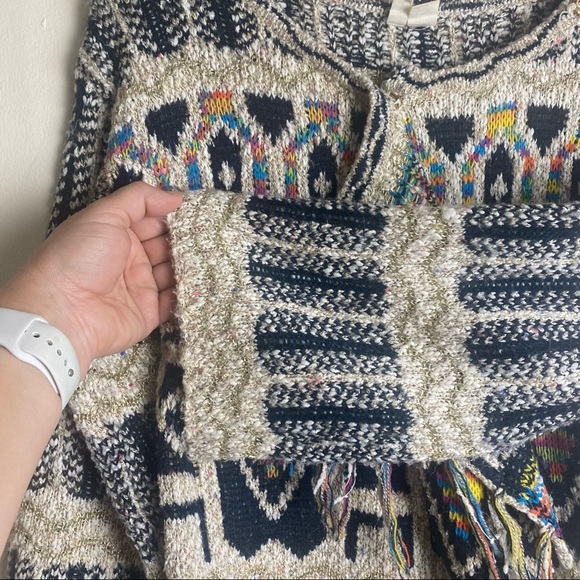 Anthropologie moth colorful side snap sweater with gold thread EUC SZ XS - Picture 8 of 10